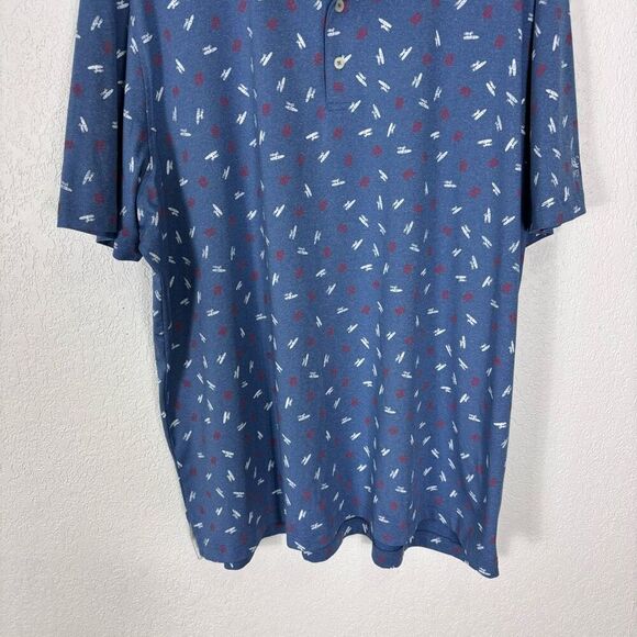 Johnnie-O Blue with White Print Surfer & Red American Flag Golf Polo Men's XXL - Picture 4 of 7